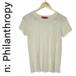 N:Philanthropy Distressed Cream Tee xs